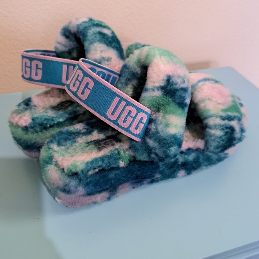 UGG‎ Oh Yeah Marble Slide Slippers in Aquatic Blue Women''s size 6